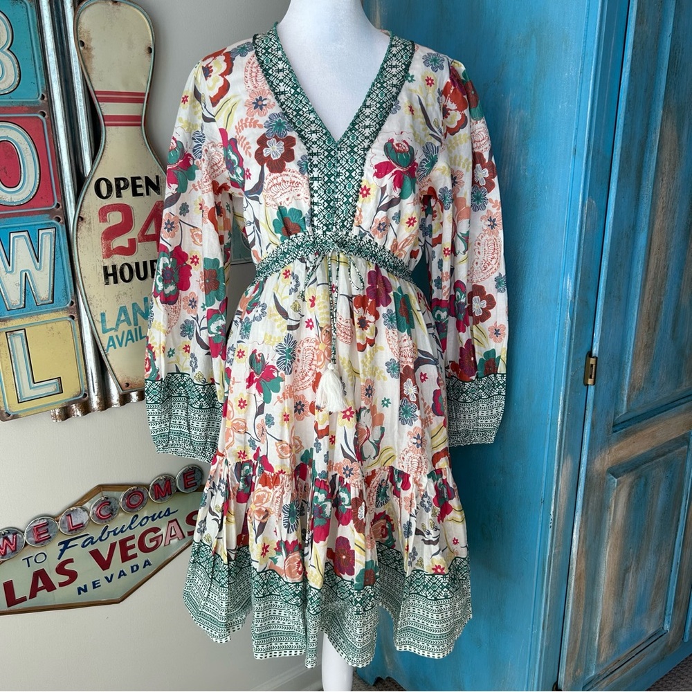 Kaktus Floral Beaded Trim Dress - Picture 13 of 13